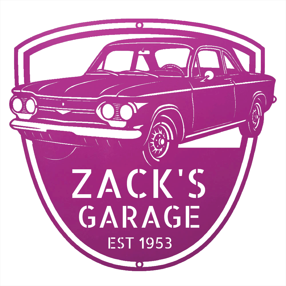 Steel Sign Purple / 12 1963 Corvair Hardtop Garage Sign | Personalized Gift for Car Lovers