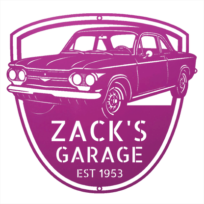 Steel Sign Purple / 12 1963 Corvair Hardtop Garage Sign | Personalized Gift for Car Lovers