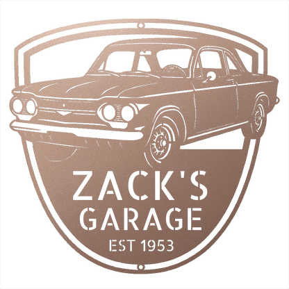 Steel Sign Rose / 12 1963 Corvair Hardtop Garage Sign | Personalized Gift for Car Lovers