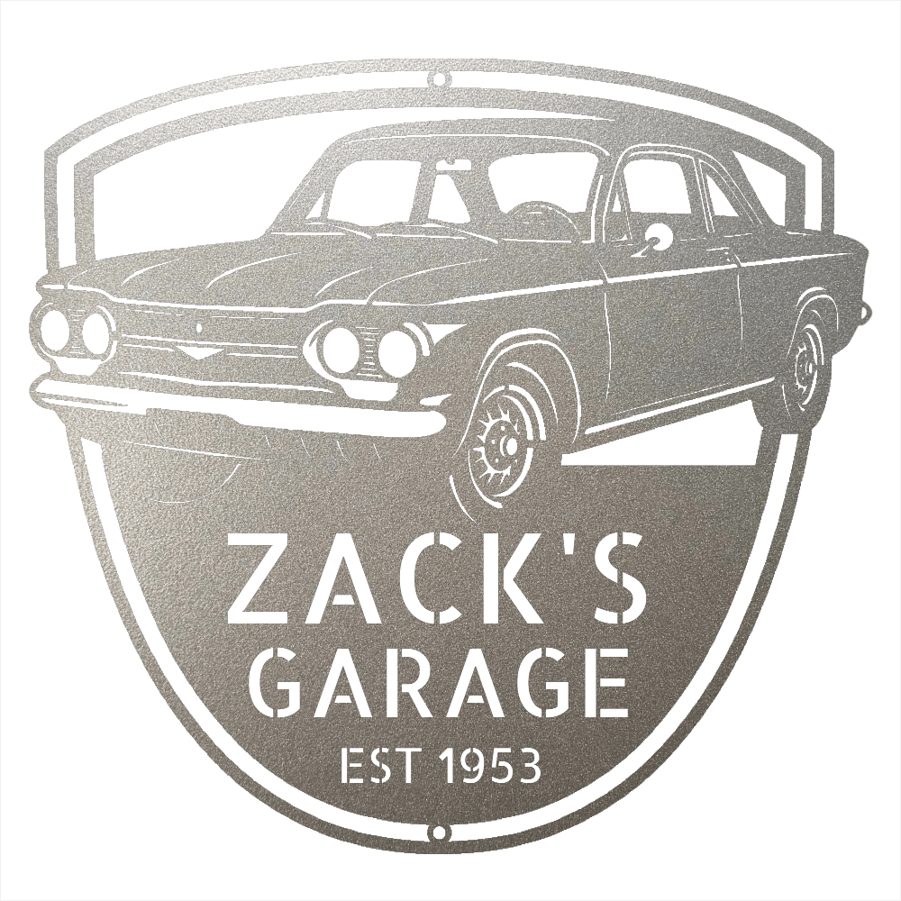 Steel Sign Silver / 12 1963 Corvair Hardtop Garage Sign | Personalized Gift for Car Lovers