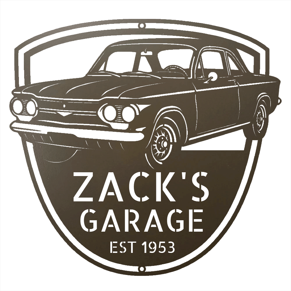 Steel Sign Stone / 12 1963 Corvair Hardtop Garage Sign | Personalized Gift for Car Lovers