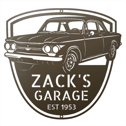 Steel Sign Stone / 12 1963 Corvair Hardtop Garage Sign | Personalized Gift for Car Lovers