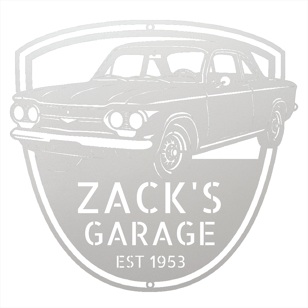 Steel Sign White / 12 1963 Corvair Hardtop Garage Sign | Personalized Gift for Car Lovers