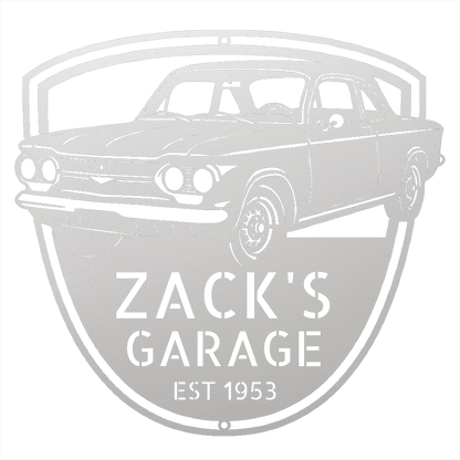Steel Sign White / 12 1963 Corvair Hardtop Garage Sign | Personalized Gift for Car Lovers