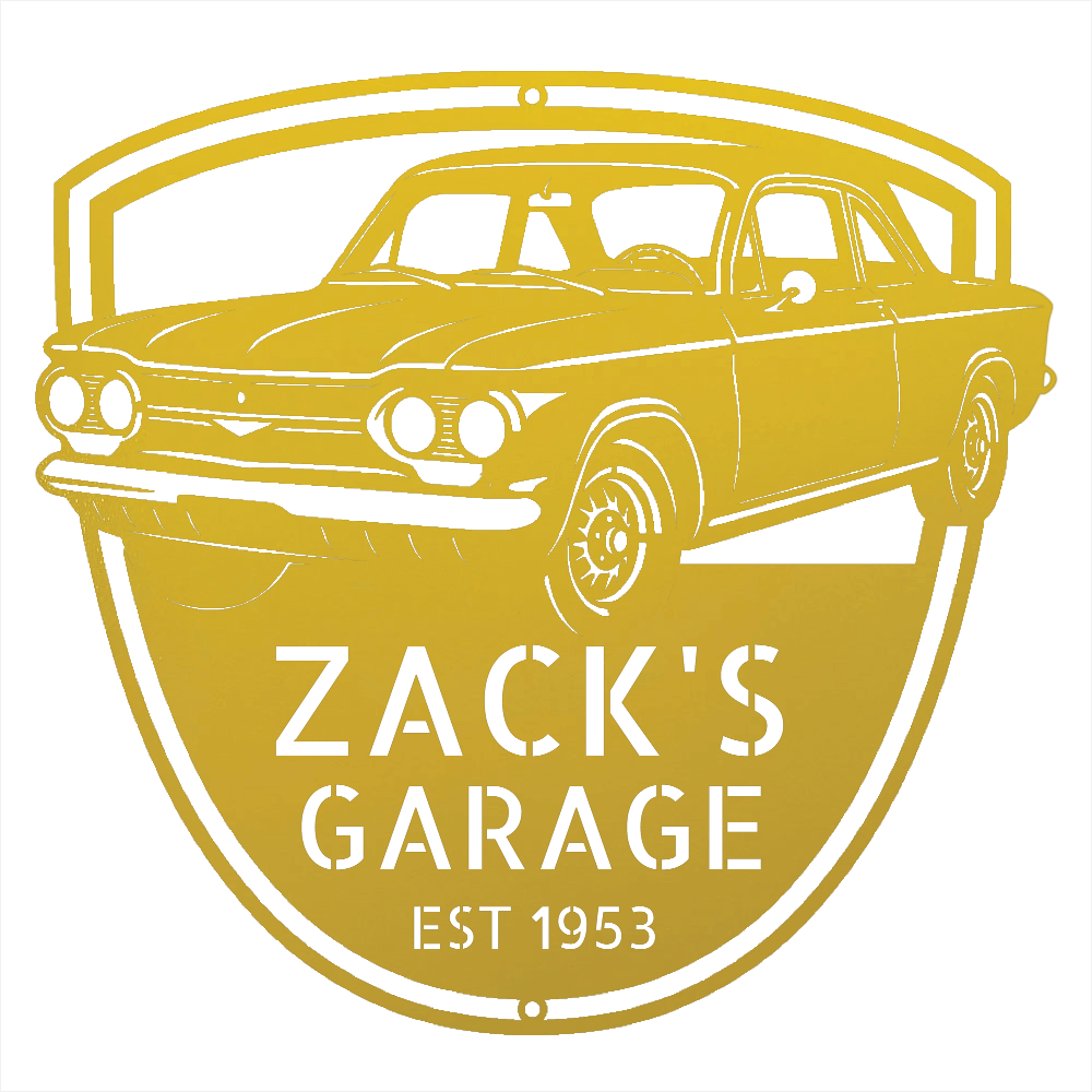 Steel Sign Yellow / 12 1963 Corvair Hardtop Garage Sign | Personalized Gift for Car Lovers