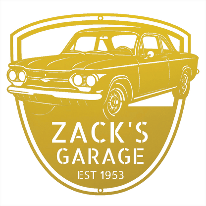 Steel Sign Yellow / 12 1963 Corvair Hardtop Garage Sign | Personalized Gift for Car Lovers
