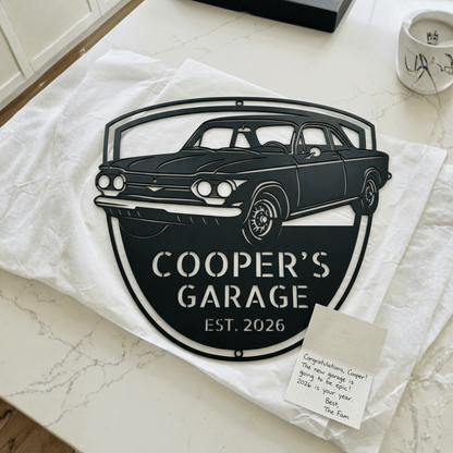Steel Sign 1963 Corvair Hardtop Garage Sign | Personalized Gift for Car Lovers