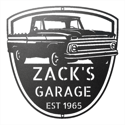 Steel Sign Black / 12 1965 Chevy C10 Garage Sign | Personalized Metal Truck Sign