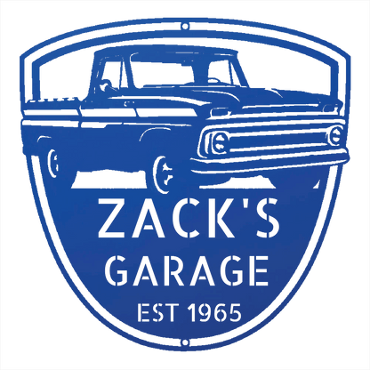 Steel Sign Blue / 12 1965 Chevy C10 Garage Sign | Personalized Metal Truck Sign
