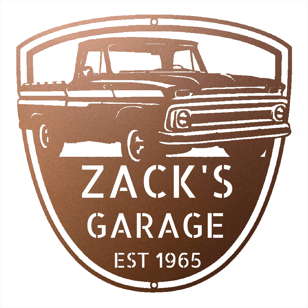 Steel Sign Copper / 12 1965 Chevy C10 Garage Sign | Personalized Metal Truck Sign