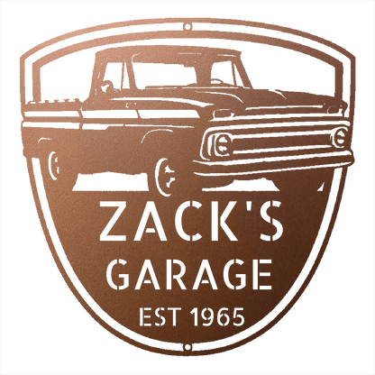 Steel Sign Copper / 12 1965 Chevy C10 Garage Sign | Personalized Metal Truck Sign