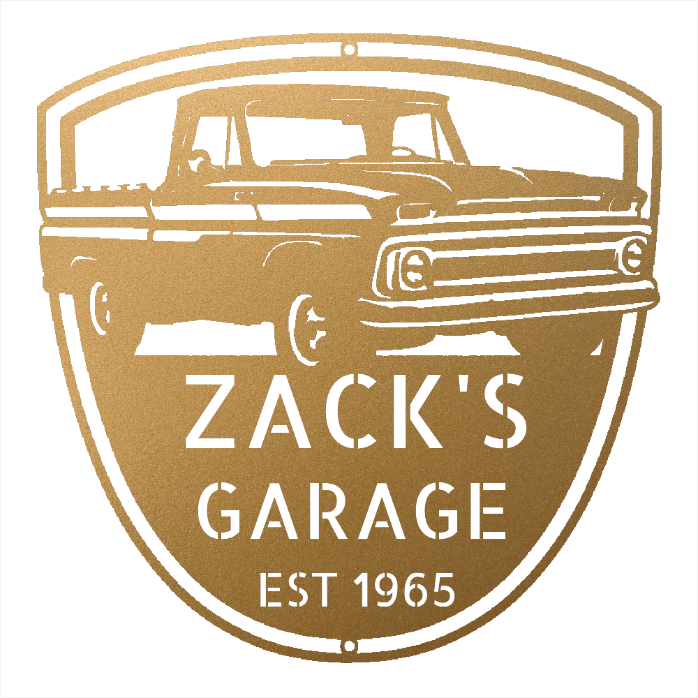 Steel Sign Gold / 12 1965 Chevy C10 Garage Sign | Personalized Metal Truck Sign