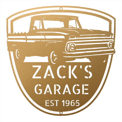 Steel Sign Gold / 12 1965 Chevy C10 Garage Sign | Personalized Metal Truck Sign
