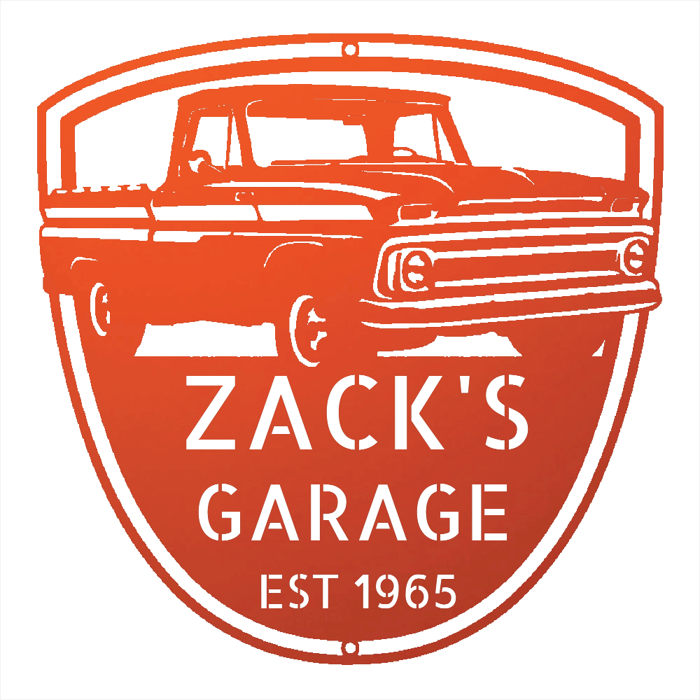Steel Sign Orange / 12 1965 Chevy C10 Garage Sign | Personalized Metal Truck Sign