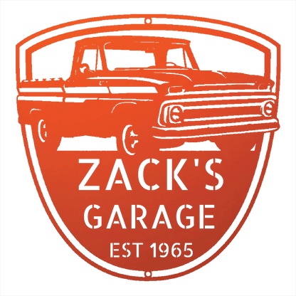Steel Sign Orange / 12 1965 Chevy C10 Garage Sign | Personalized Metal Truck Sign