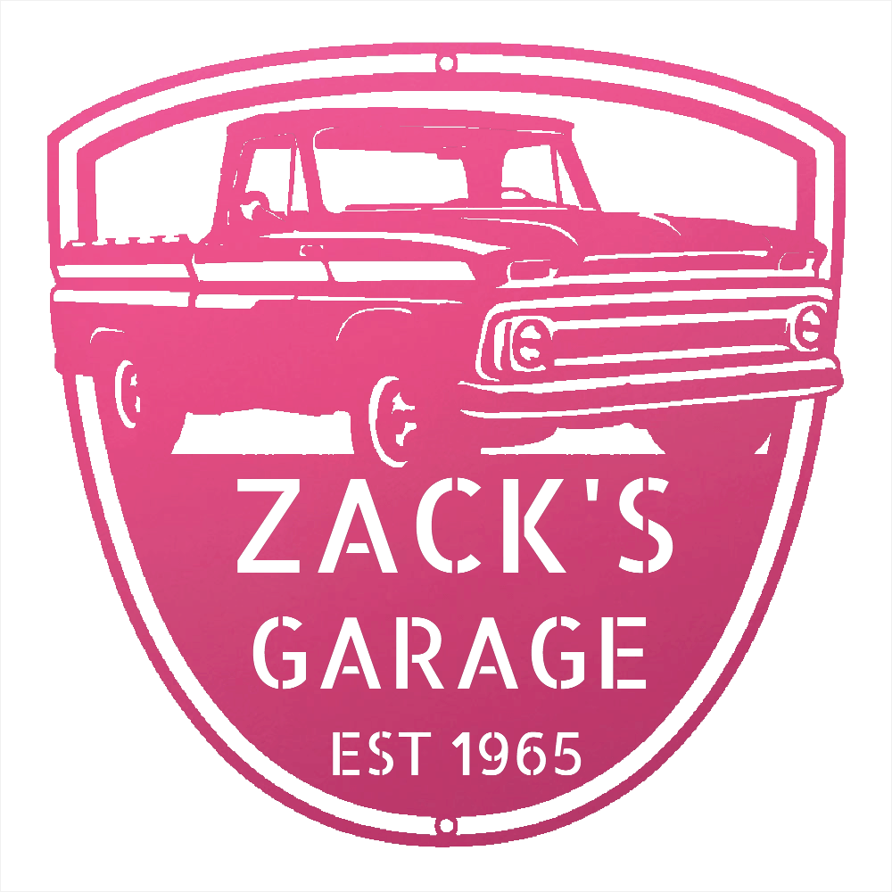 Steel Sign Pink / 12 1965 Chevy C10 Garage Sign | Personalized Metal Truck Sign