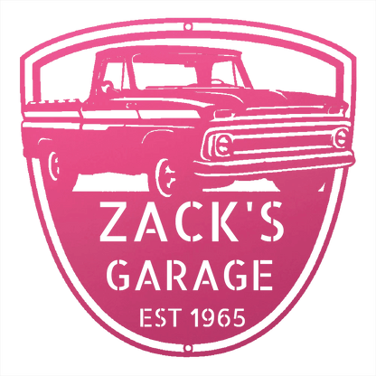 Steel Sign Pink / 12 1965 Chevy C10 Garage Sign | Personalized Metal Truck Sign