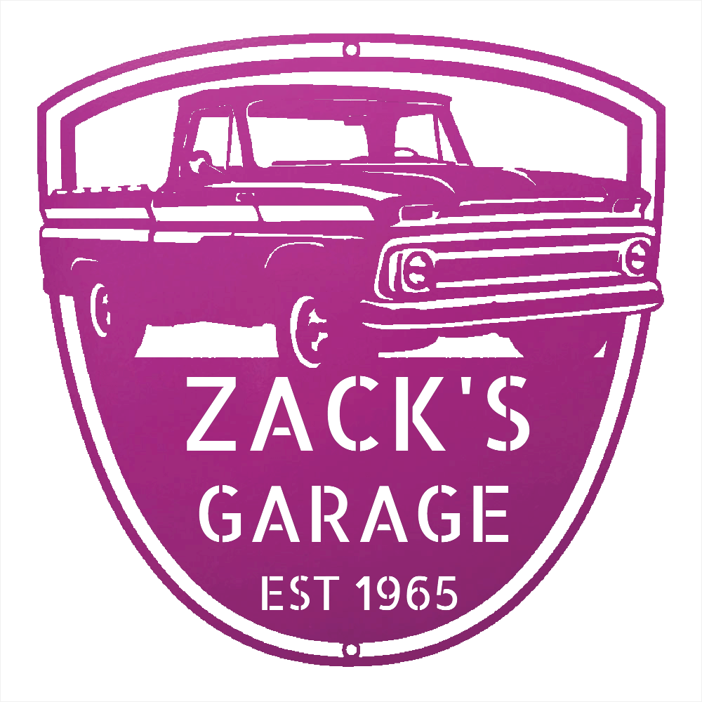 Steel Sign Purple / 12 1965 Chevy C10 Garage Sign | Personalized Metal Truck Sign