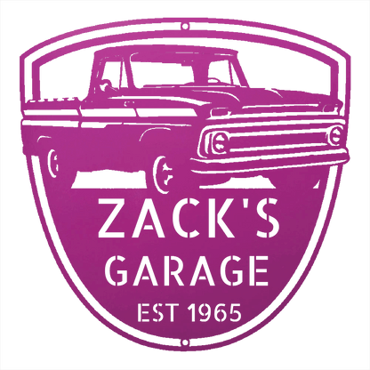 Steel Sign Purple / 12 1965 Chevy C10 Garage Sign | Personalized Metal Truck Sign