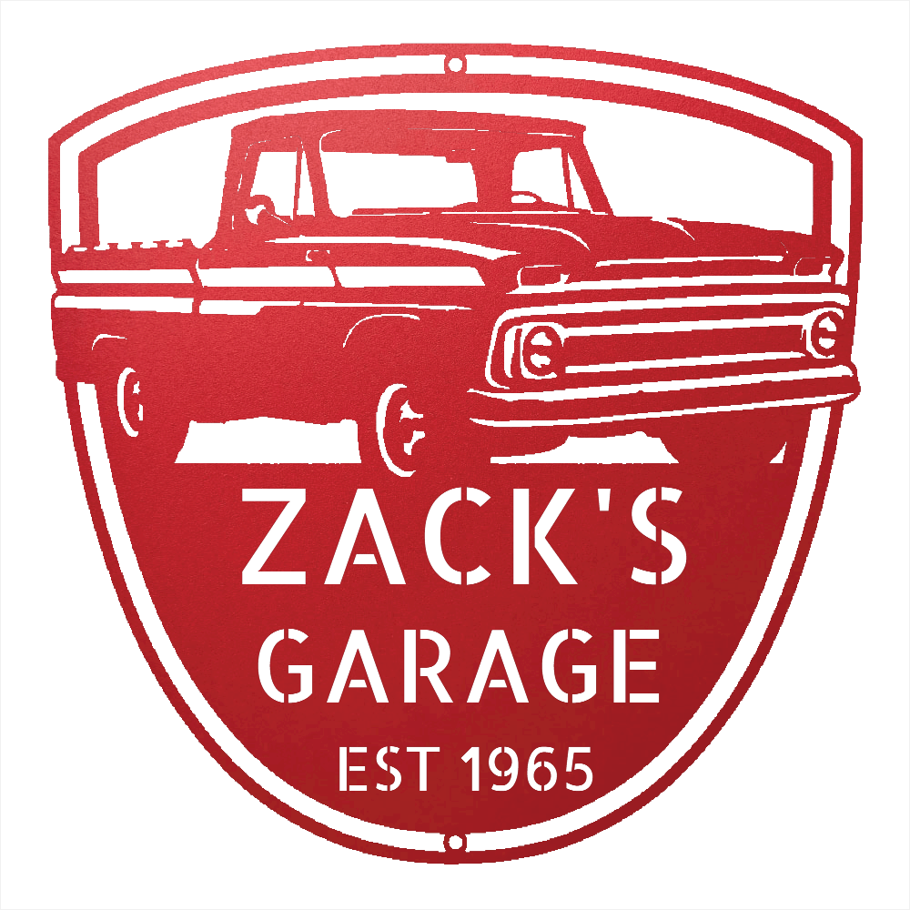 Steel Sign Red / 12 1965 Chevy C10 Garage Sign | Personalized Metal Truck Sign