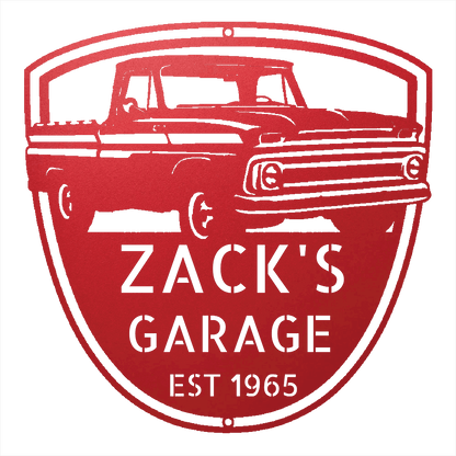 Steel Sign Red / 12 1965 Chevy C10 Garage Sign | Personalized Metal Truck Sign