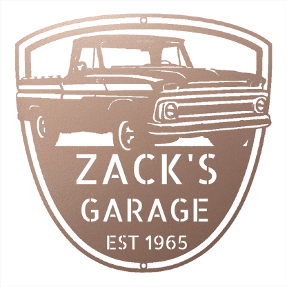 Steel Sign Rose / 12 1965 Chevy C10 Garage Sign | Personalized Metal Truck Sign