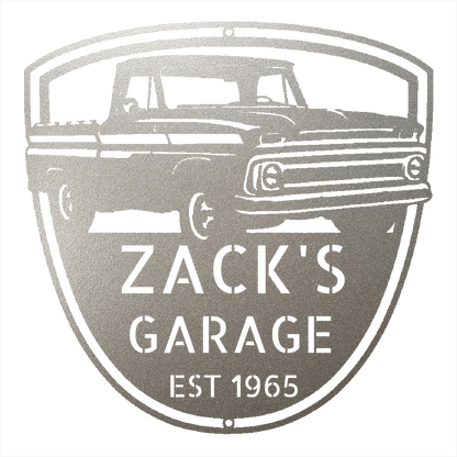 Steel Sign Silver / 12 1965 Chevy C10 Garage Sign | Personalized Metal Truck Sign