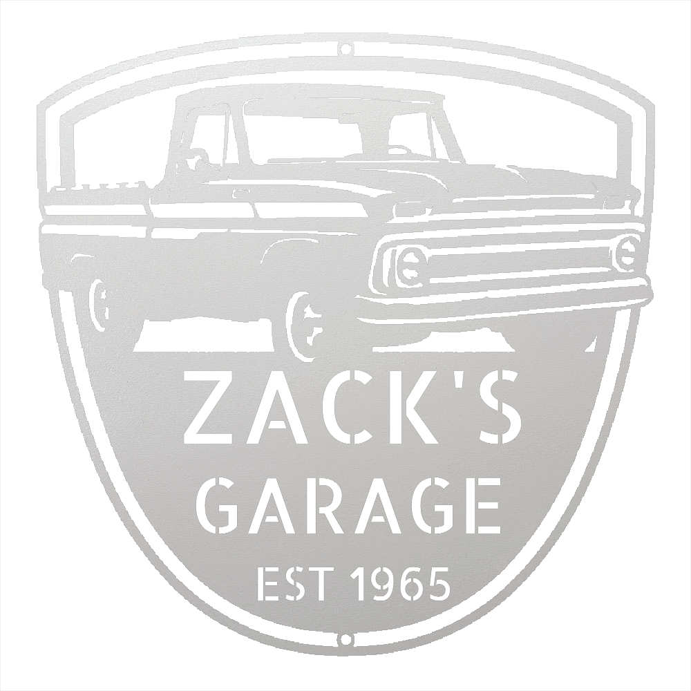 Steel Sign White / 12 1965 Chevy C10 Garage Sign | Personalized Metal Truck Sign