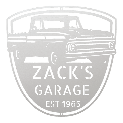 Steel Sign White / 12 1965 Chevy C10 Garage Sign | Personalized Metal Truck Sign