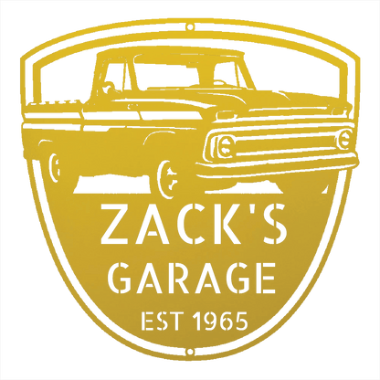 Steel Sign Yellow / 12 1965 Chevy C10 Garage Sign | Personalized Metal Truck Sign