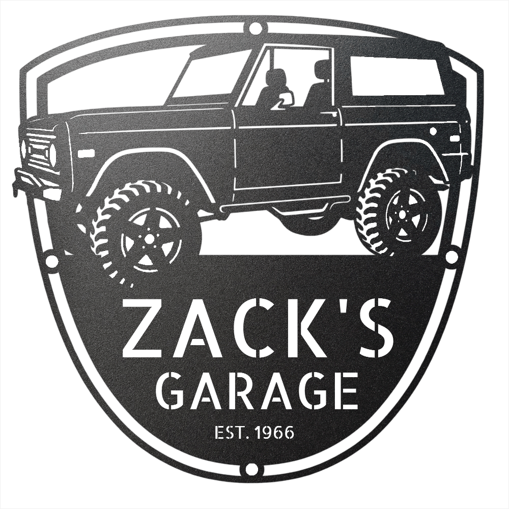 Steel Sign Black / 12 1966 Ford Bronco Garage Sign | Personalized Early Bronco Metal Sign