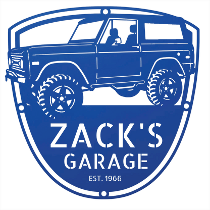 Steel Sign Blue / 12 1966 Ford Bronco Garage Sign | Personalized Early Bronco Metal Sign