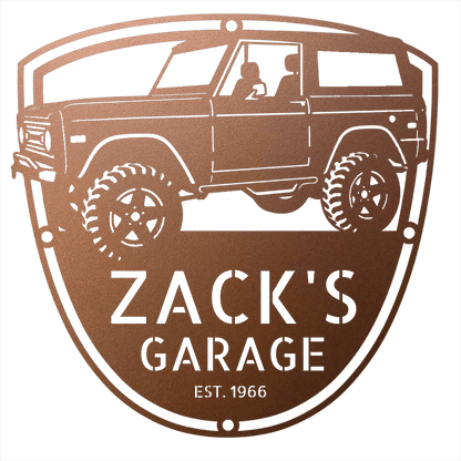 Steel Sign Copper / 12 1966 Ford Bronco Garage Sign | Personalized Early Bronco Metal Sign