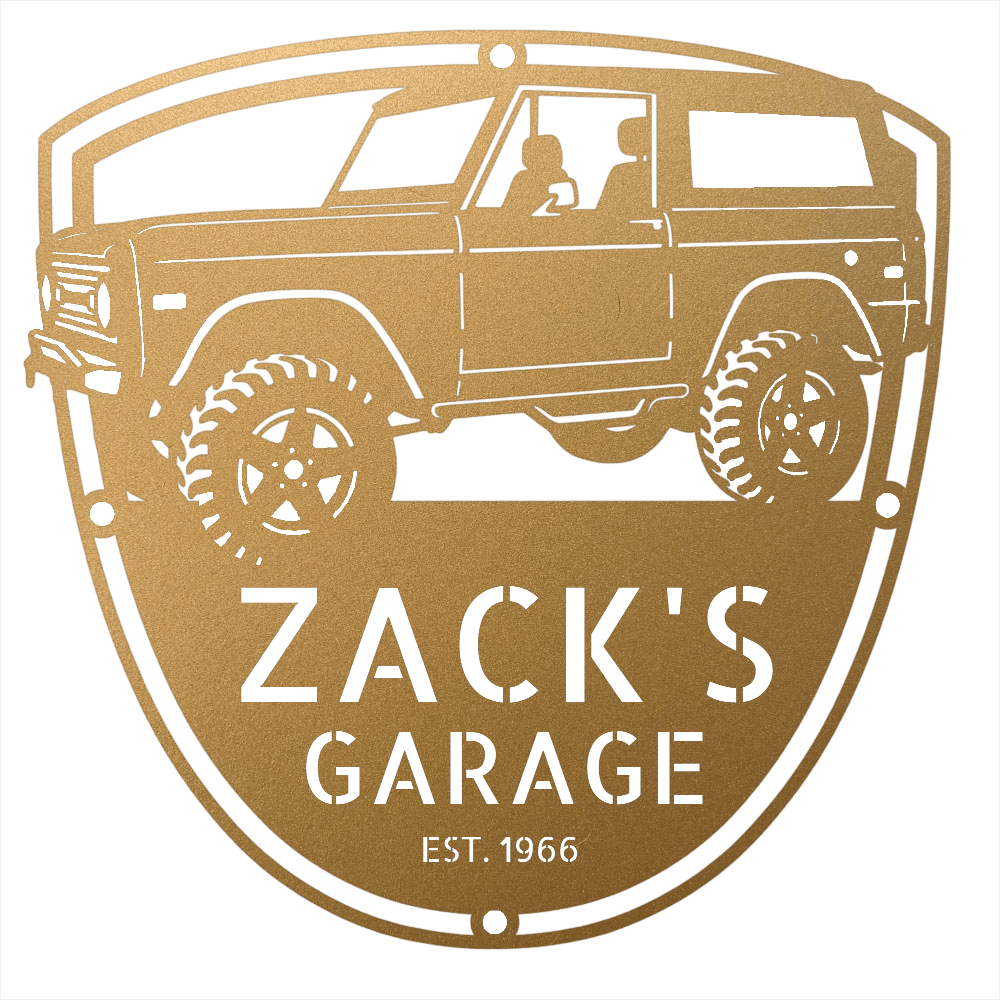 Steel Sign Gold / 12 1966 Ford Bronco Garage Sign | Personalized Early Bronco Metal Sign