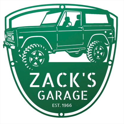 Steel Sign Green / 12 1966 Ford Bronco Garage Sign | Personalized Early Bronco Metal Sign