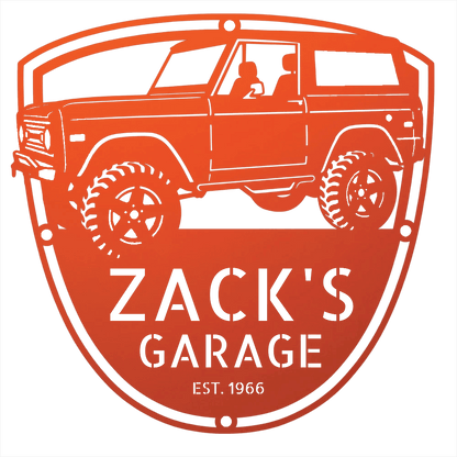 Steel Sign Orange / 12 1966 Ford Bronco Garage Sign | Personalized Early Bronco Metal Sign