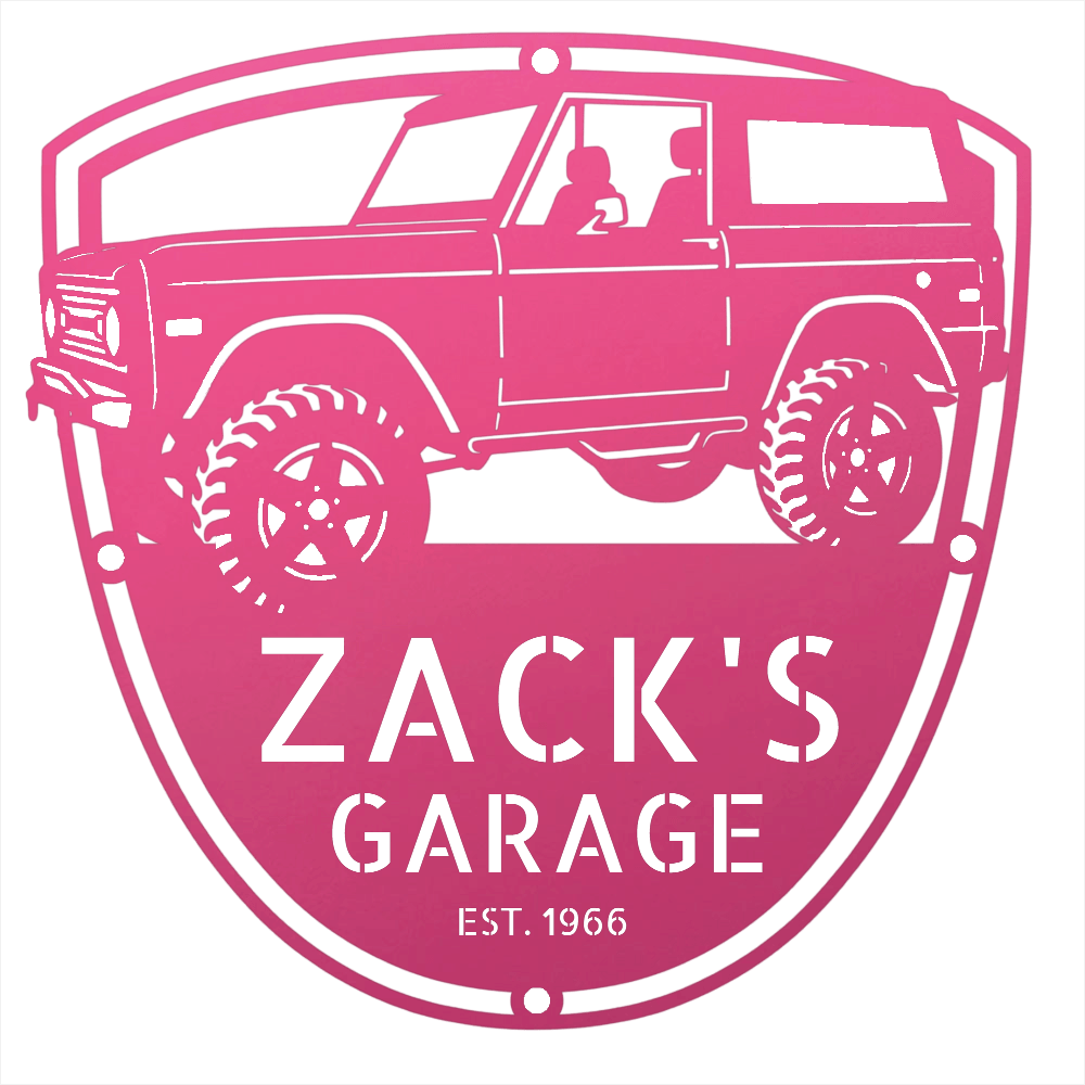 Steel Sign Pink / 12 1966 Ford Bronco Garage Sign | Personalized Early Bronco Metal Sign