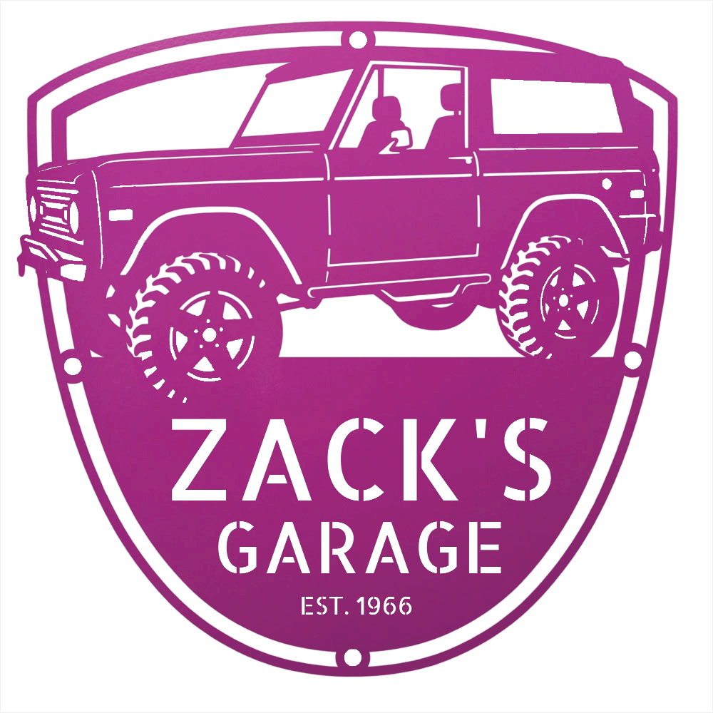 Steel Sign Purple / 12 1966 Ford Bronco Garage Sign | Personalized Early Bronco Metal Sign
