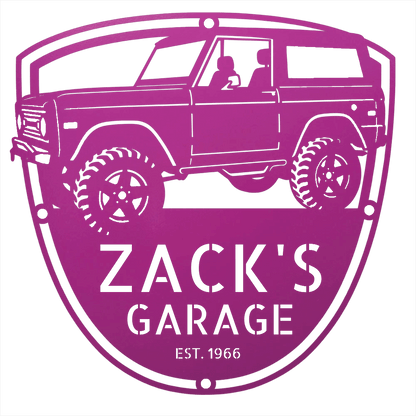 Steel Sign Purple / 12 1966 Ford Bronco Garage Sign | Personalized Early Bronco Metal Sign