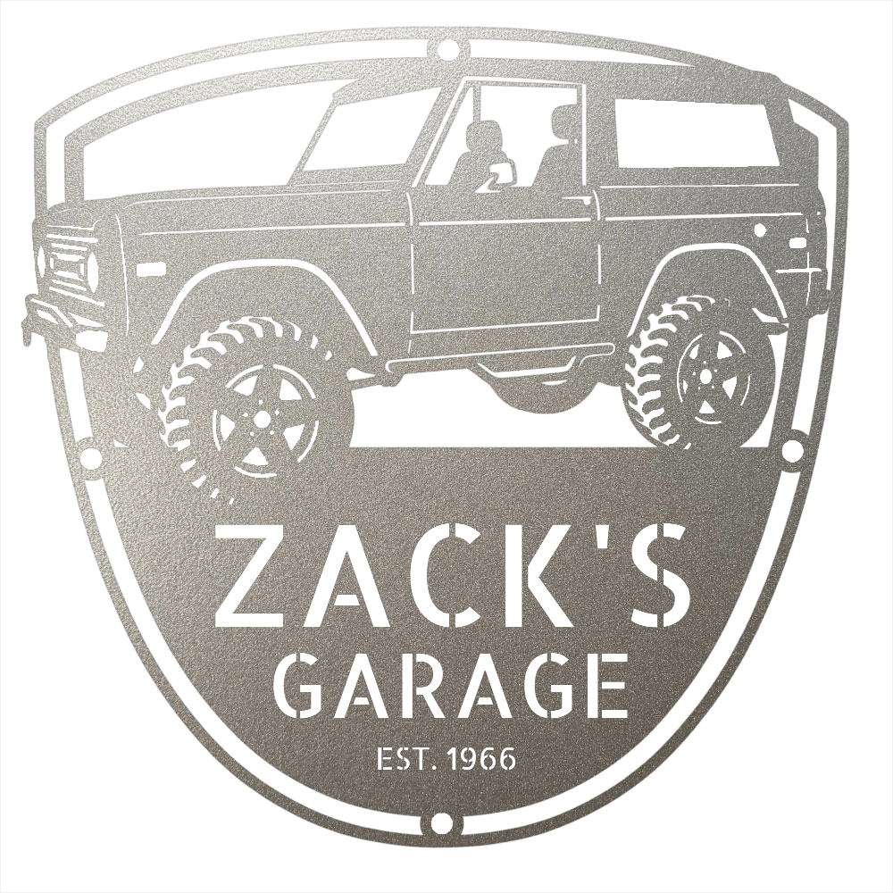 Steel Sign Silver / 12 1966 Ford Bronco Garage Sign | Personalized Early Bronco Metal Sign