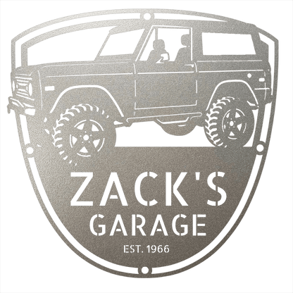 Steel Sign Silver / 12 1966 Ford Bronco Garage Sign | Personalized Early Bronco Metal Sign