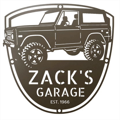 Steel Sign Stone / 12 1966 Ford Bronco Garage Sign | Personalized Early Bronco Metal Sign