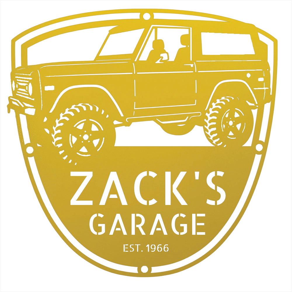 Steel Sign Yellow / 12 1966 Ford Bronco Garage Sign | Personalized Early Bronco Metal Sign