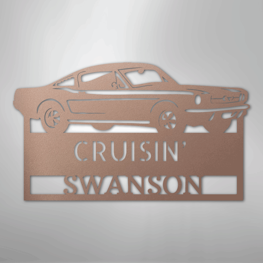 Steel Sign Rose / 24" 1967–1968 Mustang Fastback Metal Wall Art – Personalized Cruisin’ Name Garage Sign