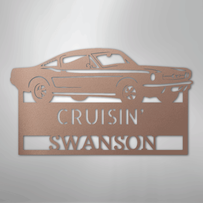 Steel Sign Rose / 24" 1967–1968 Mustang Fastback Metal Wall Art – Personalized Cruisin’ Name Garage Sign