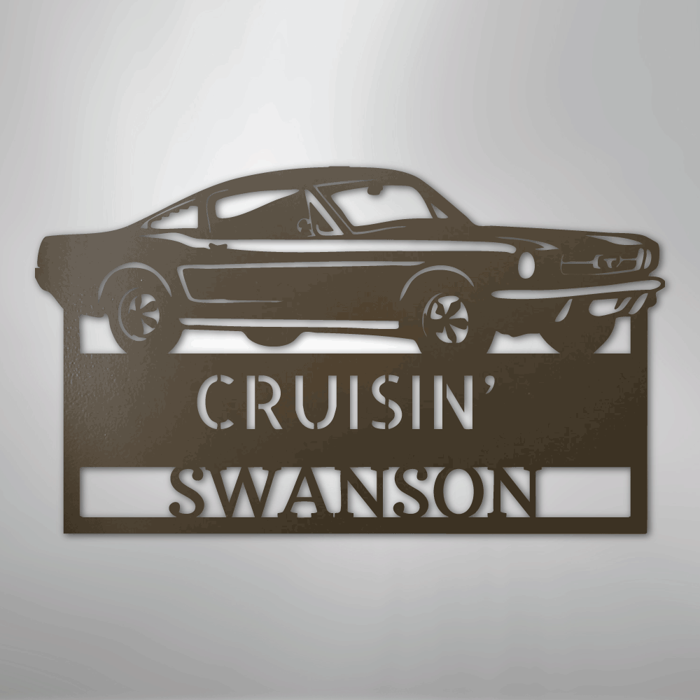 Steel Sign Stone / 24" 1967–1968 Mustang Fastback Metal Wall Art – Personalized Cruisin’ Name Garage Sign