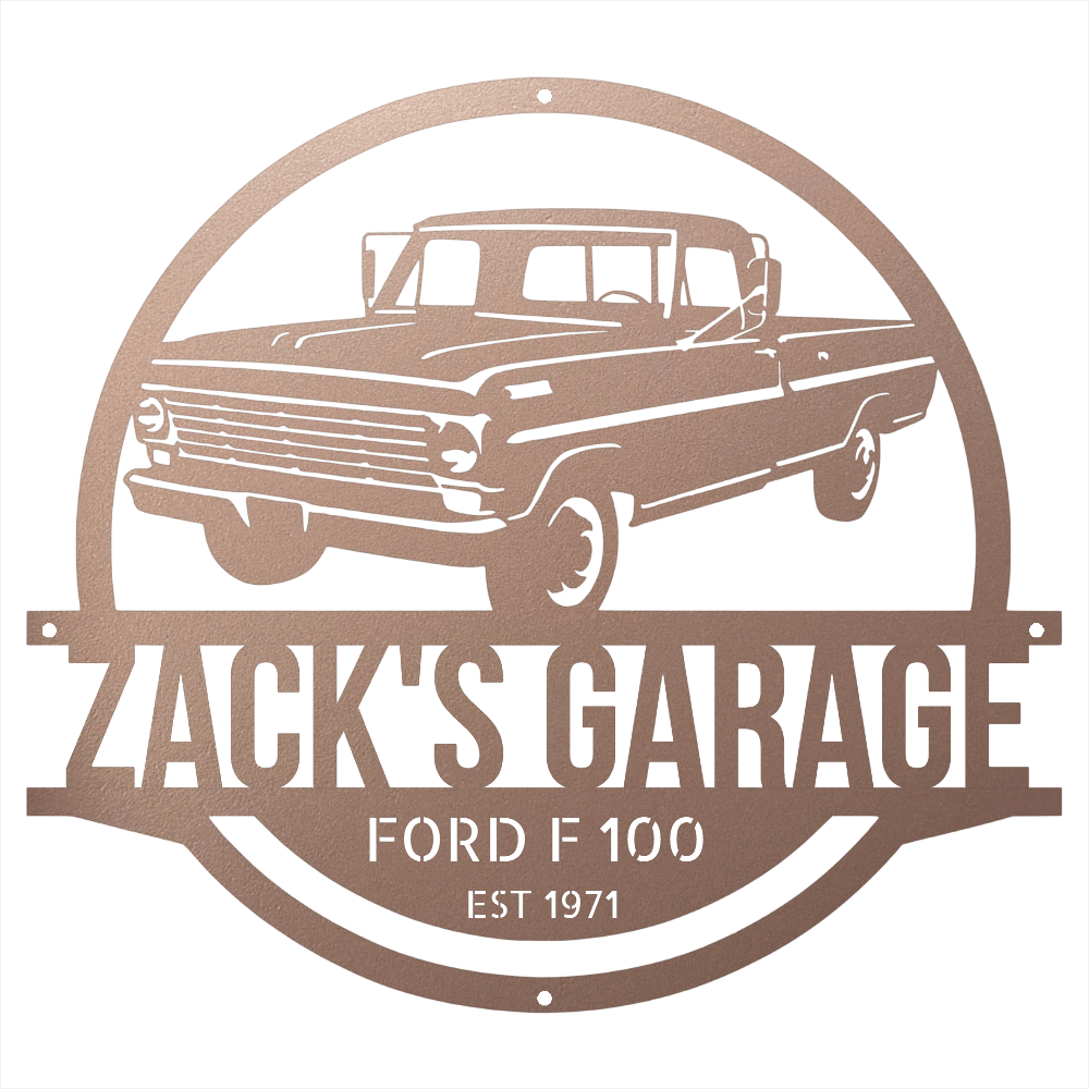 Steel Sign Rose / 24 1967-1972 Ford F-100 Garage Sign | Personalized Metal Name Sign