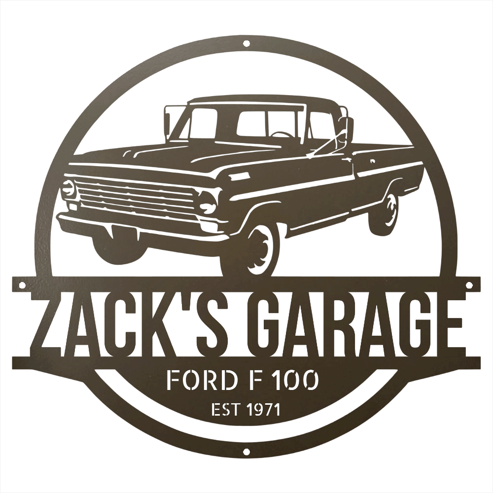 Steel Sign Stone / 24 1967-1972 Ford F-100 Garage Sign | Personalized Metal Name Sign