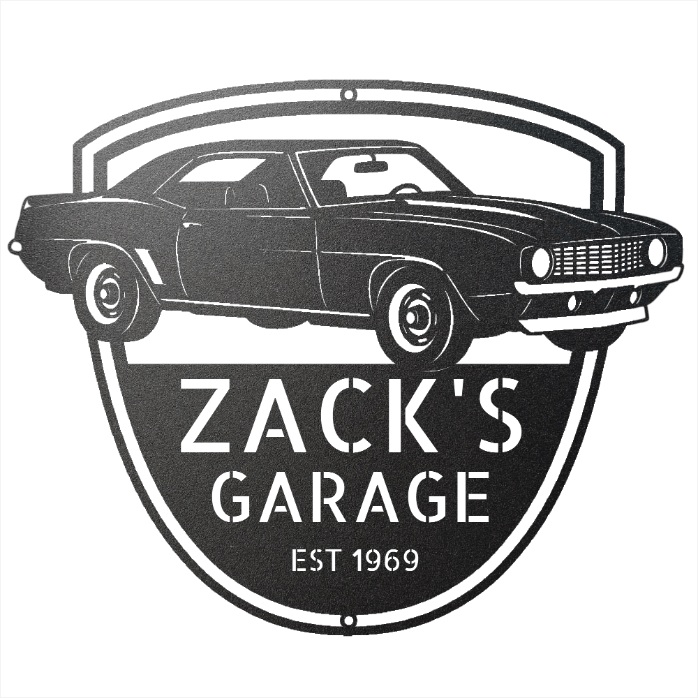 Steel Sign Black / 12 1969 Camaro Z28 Garage Sign | Personalized Muscle Car Wall Art