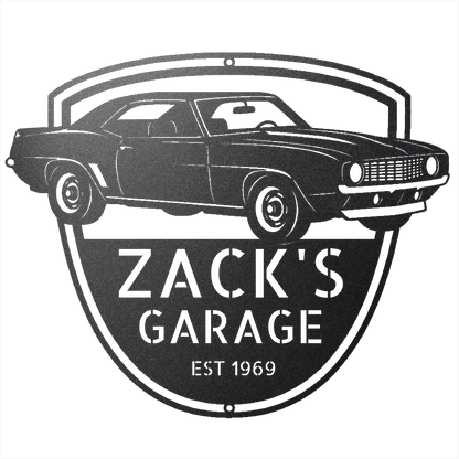 Steel Sign Black / 12 1969 Camaro Z28 Garage Sign | Personalized Muscle Car Wall Art